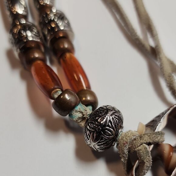 Bohemian Shell Pendant Necklace with Silver Accents - Picture 2 of 5